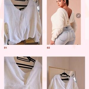 Elegant White V-Neck Sweater